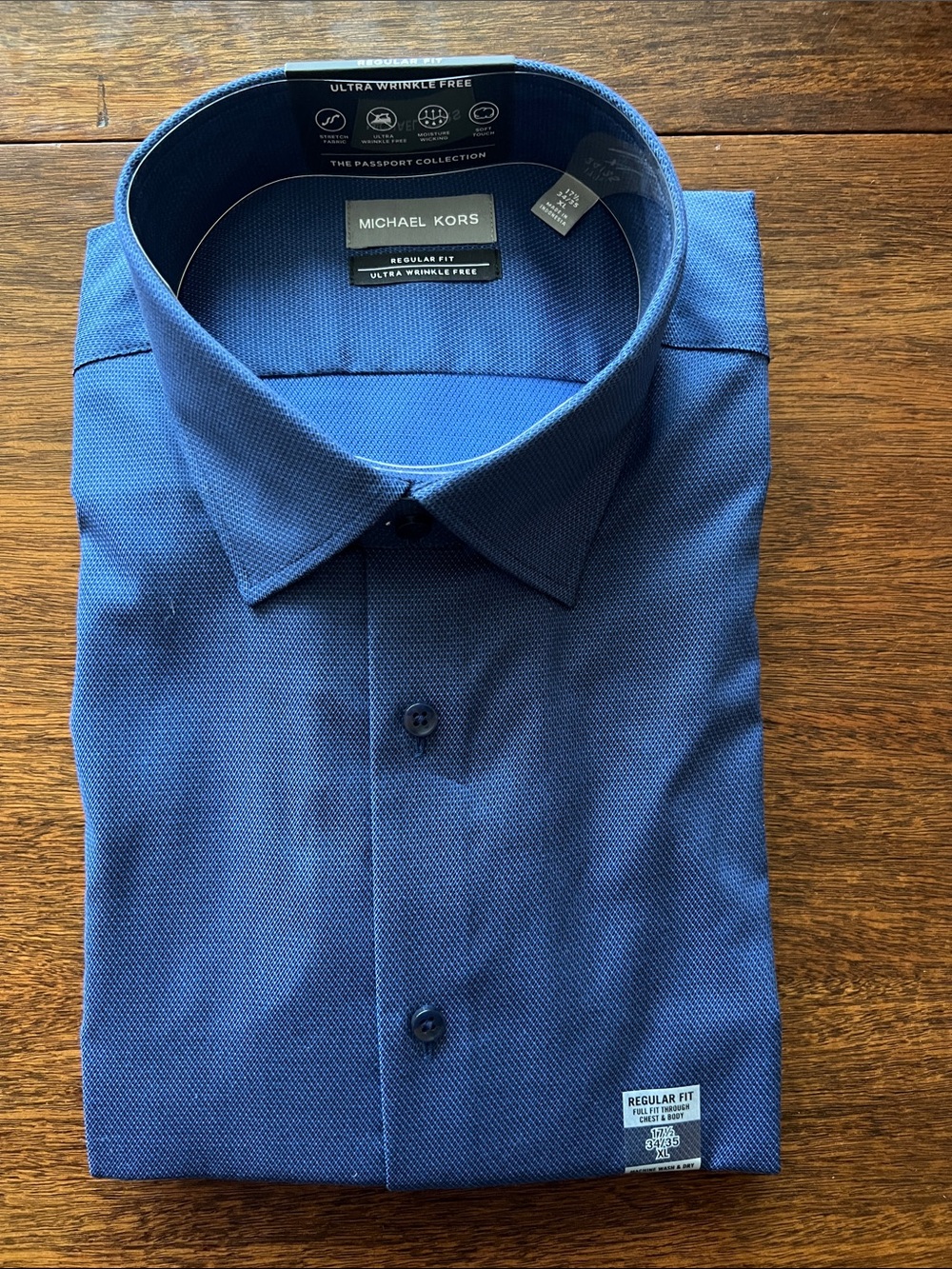 Michael Kors regular fit wrinkle-free dress shirt 17.5 -34/35